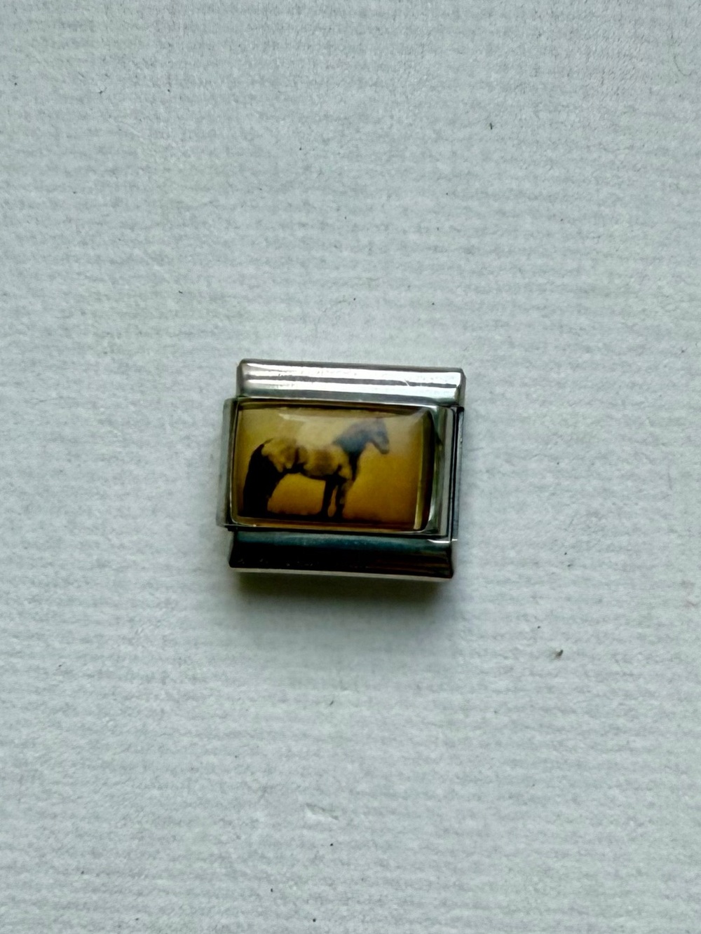 Italian Charm Link with Horse Image - Yellow Accent